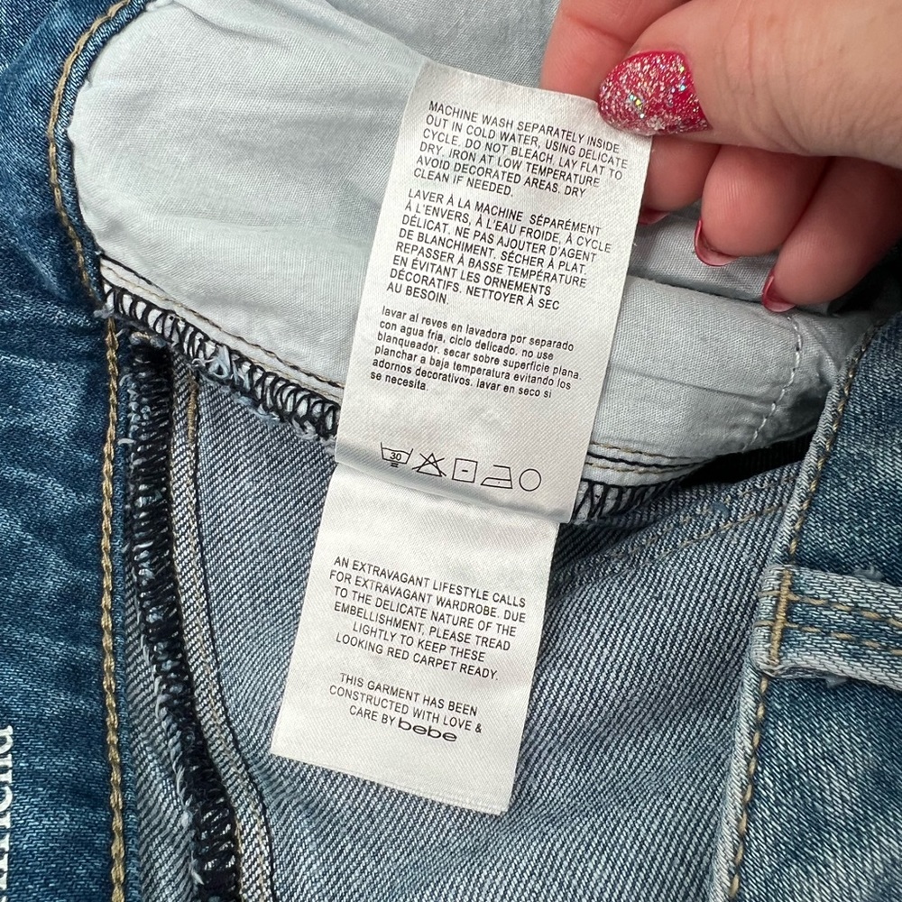 Bebe Rhinestone Denim 30 - Picture 7 of 12